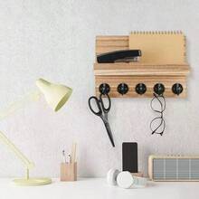 Dekorative wandmontierte Schlüsselhalterung - Rustikaler Stil Schlüsselhaken mit Ablage und Briefablage, geeignet für Landhausstil Wanddekoration im Wohnzimmer - Essentielle Haushaltsartikel (Braun, 9 cm x 25,4 cm x 18,5 cm) - Verschiedenfarbig - Übersicht 3