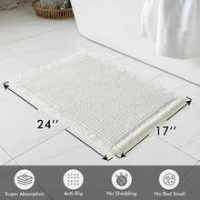 1Pc Waffle Bathroom Rugs, Boho Bath Rugs Non Slip Washable, Super Absorbent Bath Mats, Ultra Soft Rubber Backed Shower Mats For Bathroom Floor, Tub And Shower - 白色 - 查看 10