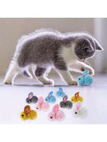 Multi-Pack Plush Rabbit Balls Cat Toys - Soft Interactive Cat Toy Balls, No Battery Required, Durable Plush Material Suitable For All Cat Breeds, Cat Chewing And Playing Toys - Multicolor - View 1