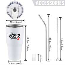 30oz Stainless Steel Tumbler Black White Options,  Sober Life Logo Print Design Graphic Cups, Insulated Travel Coffee Mug With Lid And Straw , Double Wall Vacuum Reusable Travel Cups, Funny Birthday Party Gift For Women & Men - 白色 - 查看 3