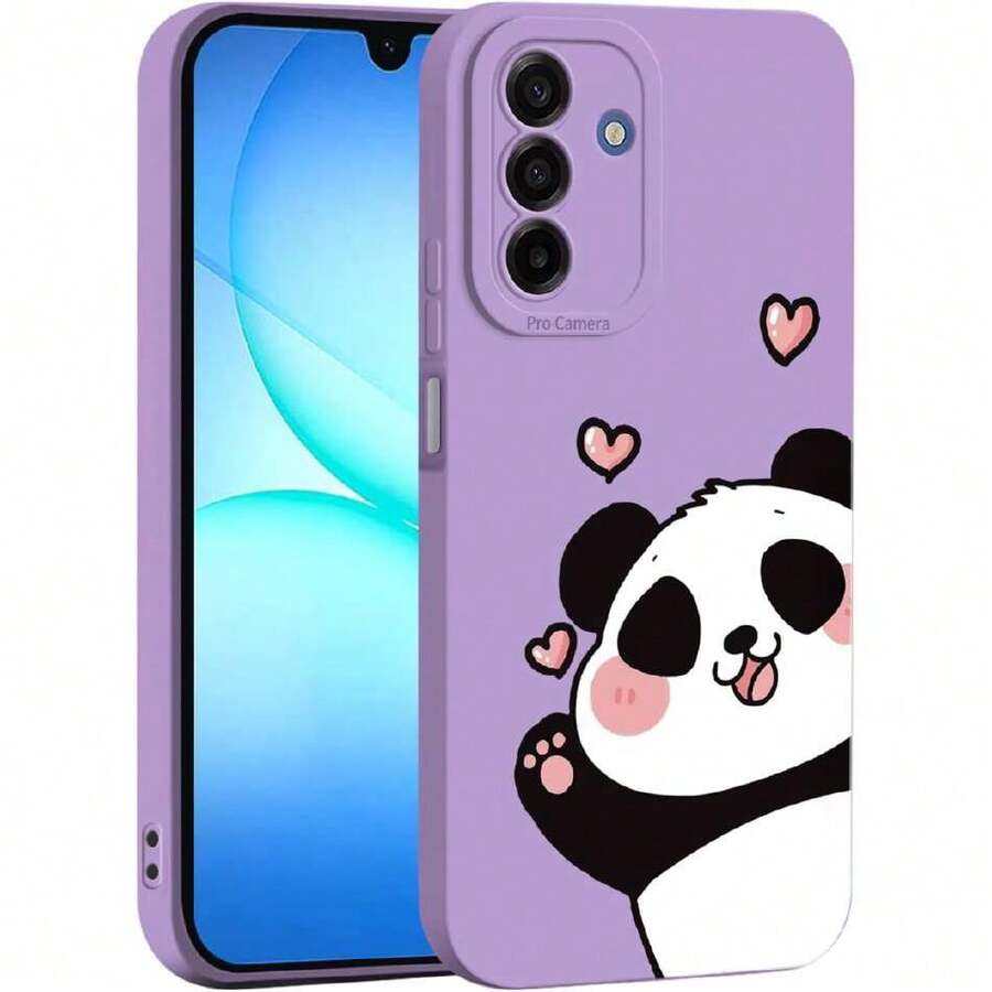 Liquid Silicone Case For Samsung Galaxy A17 5G/4G, Ultra-Thin, Elegant, Floral And Cute Cartoon Pattern, Mobile Phone Case, Soft TPU Bumper Shockproof, 41812731 - 紫色 - 查看 1