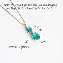 Luxury Gold Semi-Jewelry Kit With Earring, Chain And Double Drop Pendant In Zirconia – 18k Gold Plated - Đá Tourmalin - Xem 4
