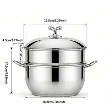 Stainless Steel Double Layer Steamer Pot, Multi-Function Cooking Pot With Lid, Suitable For Induction Cooktop And Gas Stove - View 6