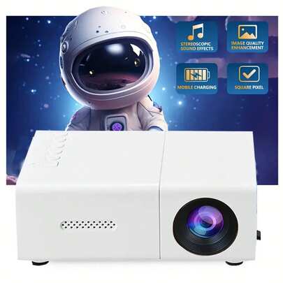 1080P Portable Projector, USB Powered, Built-In Stereo Speakers, Keystone Correction, Remote Control, Compatible With Multiple Devices, Home Cinema & Outdoor Movie Projector To Enhance Your Film, TV And Gaming Experience