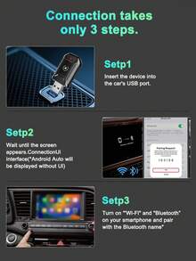 Adaptador inalámbrico 2 en 1 para CarPlay y Android Auto - Conector y reproductor de CarPlay, conexión automática instantánea, sin retraso, diseño compacto, compatible con puertos USB/USB-C en dispositivos iOS y Android, compatible con Android Auto inalámbrico, actualización de audio del automóvil, accesorios modernos para automóviles, audio de alta calidad - Negro - Ver 6
