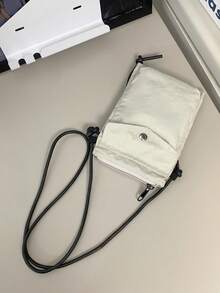 女士迷你单肩包，防水尼龙休闲斜挎包，轻便实用手机袋 - 米色 - 查看 11