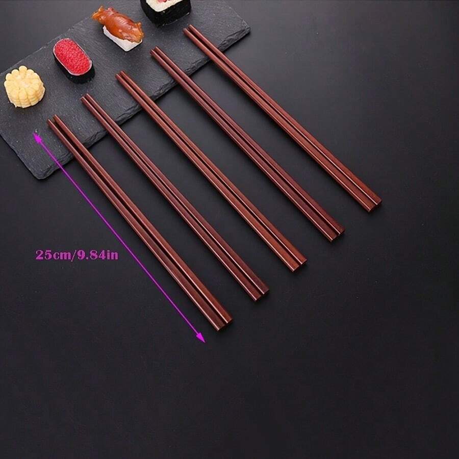 100 piezas de palillos reutilizables, de 9.5 pulgadas de estilo asiático de madera natural sin recubrimiento antideslizante, palillos a granel ligeros adecuados para el hogar, restaurante, fiesta, sushi, fideos - Ver 1