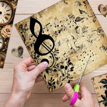 12 pièces Bloc-notes de papier de scrapbooking style gothique avec notes de musique, fleurs rétro, partitions, horloge mécanique, motif de train, 6*6 pouces pour scrapbooking, journal à puces, journal de gribouillage, carte de vœux, album et projets DIY - A - Voir 5