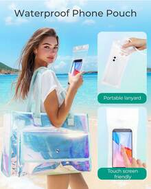 Waterproof Beach Bag For Women With Phone Pouch, Large Tote Bag For Pool, Travel And Vacation - Nhiều màu - Xem 4