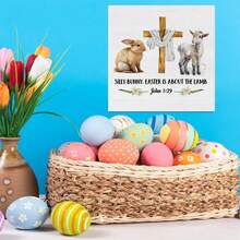 Easter Centerpiece For Tables Cross Sheep Bunny Wooden Sign Farmhouse Easter Home Decor - Colorful - View 4