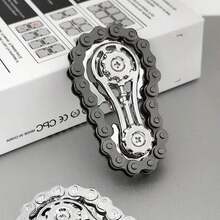 1pc Finger Spinner Fidget Toy, Compact Size, Smooth, Metal Alloy Material, Bicycle Chain Finger Spinner, Punk Style, Gold Asymmetrical Gear Shape, Linkage Mechanism, Stress Relief & Focus Toy, Suitable For Office Desk & Daily Relaxation - Multicolor - View 7