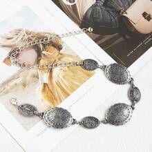 1pc Metal Carved Floral Boho Western Geometric Vintage Hat Band, Versatile & Fashionable | Adjustable Metal Chain Suitable For Cowboy Hats And Formal Hats - Hatband - View 4
