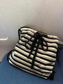 2026新款韩版极简条纹休闲帆布单肩包/双肩包，春夏款 - 彩色 - 查看 6