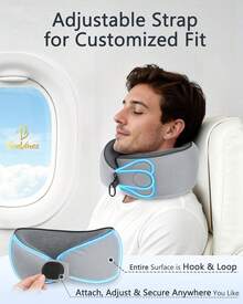 Travel Pillow With Carry Case, Memory Foam Neck Pillows For Airplanes, 360 °   Wrap Around Support For Sleeping, Breathable & Washable Cover For Long Flights, Car & Train Traveling - 1 - View 2