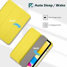 Transparent Hard Back Cover For IPad 11th Gen (A16) And 10th Gen, Maintains Original Beauty, With 30°/60° Dual-Angle Stand, Built-In Pencil Slot, Auto Wake/Sleep - Yellow - View 3