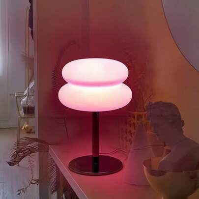 1个LED汉堡造型台灯 | USB供电 | 白色、橙色、粉色可选 | 触摸控制 | 三色可调光 | 适用于客厅、卧室、民宿、氛围装饰、夜灯、照明 | 理想的节日、情人节、生日礼物