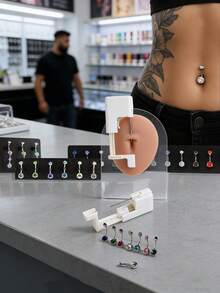 6 Piezas/Juegos Kit de Perforación de Ombligo, Kit de Perforación Profesional del Body, Kit de Pistola de Perforación de Ombligo, Kit de Perforación de Ombligo para Mujeres - Multicolor - Ver 2