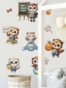 1pc Multi-Size PVC Removable Wall Sticker, Cartoon Wall Decal, Monkey Switch Sticker, Elephant Carrying Lion & Leopard, Dog Squatting, Owl Learning Park, Mouse & Cheese, Children's Elements Decorative Wall Sticker, Suitable For Bedroom, Living Room, Study, Dining Room, Bathroom, Home Wall Decor, Room Decoration - Multicolor - View 13