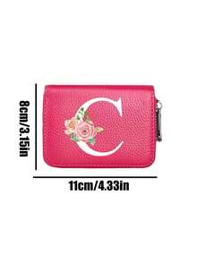 1 pieza Tarjetero con cremallera y flor de rosa, Cartera con cremallera de gran capacidad y múltiples compartimentos para tarjetas, Bolsa portátil para almacenar tarjetas de crédito y monedas, Cartera con cremallera de moda, Billetera corta de negocios casuales con ranuras para tarjetas, Billetera corta unisex, Mejor regalo para el Día de San Valentín, Ramadán, Pascua y Año Nuevo - Multicolor - Ver 10