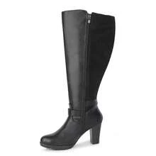 Women Wide Fit Boots & Booties - Black Suede - View 5