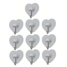 50pcs Heart-Shaped Wall Hooks, Transparent Heart-Shaped Hooks, No Drilling Required. Suitable For Bathroom, Kitchen, Glass Doors And Cabinets - Waterproof Key, Towel, Coat Hooks; Practical Top Hooks; Multi-Functional Storage Rack Hooks, Practical Hooks - one-size - View 2