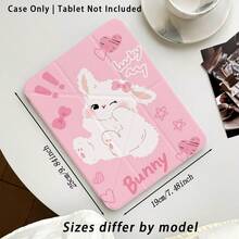 Painted Effect Acrylic Crystal Cover With Cute Rabbit Pattern, 3+Y Fold Anti-Bend, Compatible With Tablets Such As Honor, Matepad, Apple, Suitable For Back To School, Valentine's Day, Compatible With Samsung Galaxy Tab A9 Plus/A11/A11 PLUS And More - Multicolor - View 2