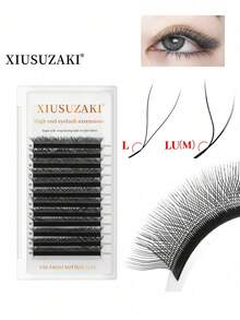 XIUSUZAKI 12 filas de extensiones de pestañas LU Curl YY 3D 4D 5D W, extensiones de pestañas naturales W en forma de abanico prefabricadas - LU - Ver 3