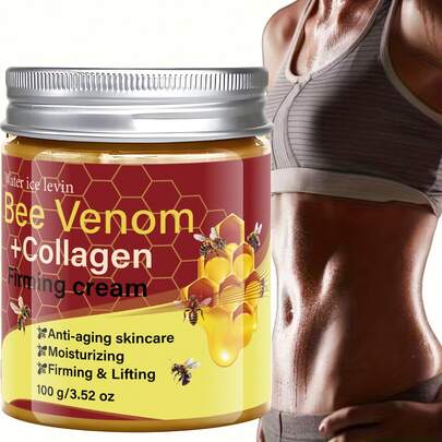 Crema reafirmante de abeja + colágeno, cuidado de la piel antienvejecimiento, loción de masaje térmico que mejora el ejercicio quema grasa - Ayuda a sudar talla grande rápido y talla grande fuerte, loción de masaje térmico que hidrata y reafirma con efecto lifting, nutre y mejora la elasticidad de brazos, muslos y abdomen, reafirma, hidrata y levanta