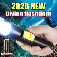 2026 专业潜水手电筒 XHP70 铝合金深潜 100 米水下灯 IPX8 防水 LED 手电筒 可充电潜水钓鱼灯 - 潛水手電筒 - 查看 2