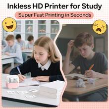 Phomemo Mini Printer, A022 Wireless Thermal Sticker Maker, Includes 1 Roll Of Printing Paper, Pocket Printer For Phone, Suitable For Notes, Cards, Diaries, DIY, Compatible With IOS And Android - Pink - View 4