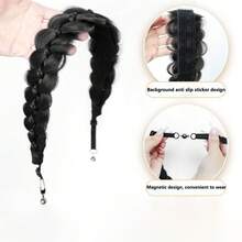 1pc New Magnetic Wig Braid Hair Band, Women's Fashionable Adjustable Fishbone Braid Headband, Women's Minimalist Wig Headband, Suitable For Dail Casual Wear - Multicolor - View 4
