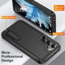 Galaxy S23 FE Capa Case - Built-In Stand With Two Screen Protectors - Black, 41813048 - 青碧色 - 查看 2