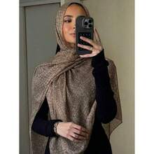 1pc Women's Scarf With Bohemian Crocodile Skin Print Hijab, Suitable For Daily Wear For Dress - 駝色 - 查看 2