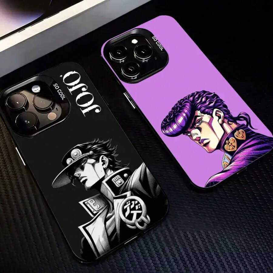 Funda para teléfono Man J- B-Bizarre A-Adventure para iPhone 17 16 15 14 13 12 11 Ais/Pro/Max/Plus, color plateado con cubierta interior. - z8 - Ver 1