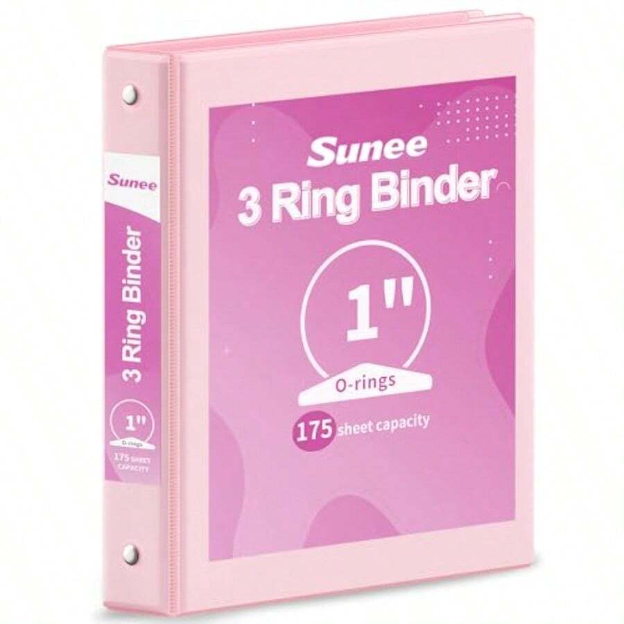 Binder 3 Ring 1 Inch 1 Pack Clear View 1" Binder Three Ring PVC-Free Fit 8.5x11 Inches For School Or Office Supplies Pink - Pink - 查看 1