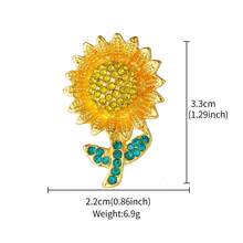 1枚休闲优雅锌合金水晶玻璃向日葵胸针，适合女士日常佩戴 - 彩色 - 查看 5