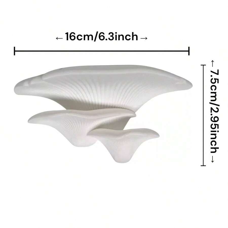 1个树脂蘑菇壁挂式悬浮置物架，独特的蘑菇造型悬挂式储物架，浴室装饰 - 白色 - 查看 1