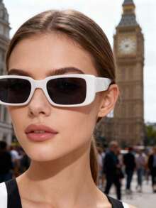 Women's White Plastic Frame Square Sun Hat - Fashionable - Multicolor - View 3