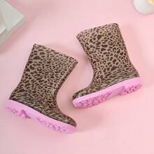 Kids Leopard Print Mid-Calf Boots, Cute Fashion Rain Boots For Playtime & Dates - Orange - View 17