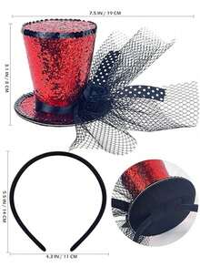 1 pieza - Mini sombrero de fiesta de té con brillo, accesorio de disfraz de estilo de los años 20, tocado de mujer, diadema, adecuado para atuendos steampunk, eventos de carreras de caballos, cumpleaños, actuaciones teatrales, bodas, bailes de máscaras, carnavales - Multicolor - Ver 8
