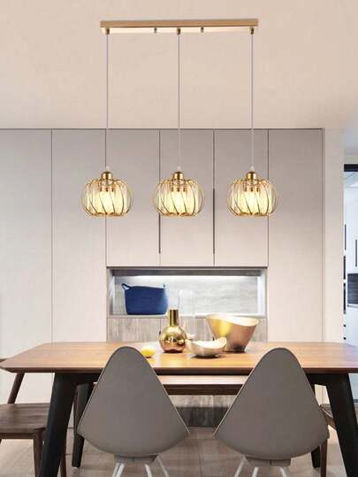 1pc Modern Iron Pendant Light With Glass Lampshade, E27 Socket, Hard-Wired Connection, Suitable For Office Area, Reception Corridor, Meeting Room, Bedroom, Living Room, Dining Room, Stairwell, Bulb Not Included