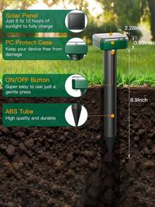 Summer  Solar-Powered Ultrasonic Mosquito Repellent, 1-Pack Outdoor Powered  Deterrent - Suitable For Lawns, Gardens, And Patios. Also Effective Against Moles, Snakes, Rodents, Gophers, And Other Pests. Spiked For Chasing Pests. - Green - View 4