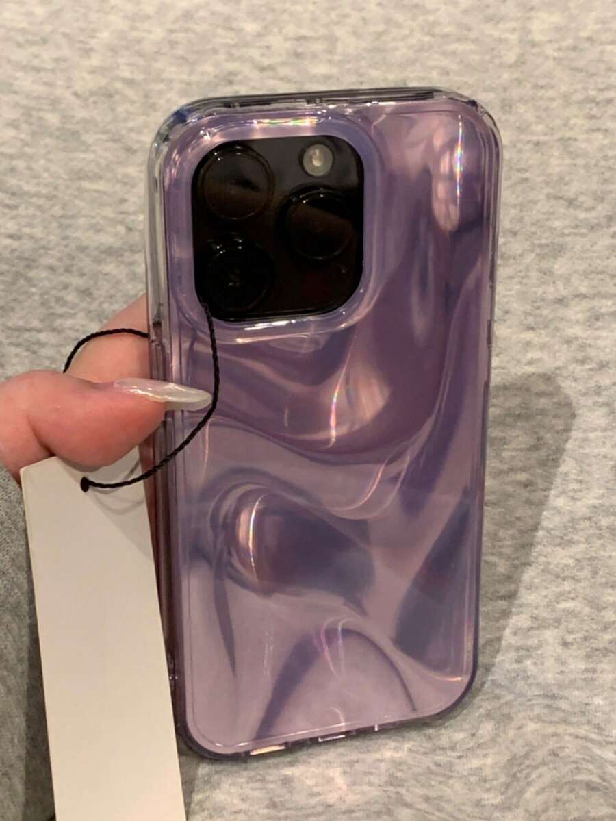 1个极简不对称波浪棕色手机壳，适用于 17 Pro Max、16、15 Pro Max、13、14、12 Pro、14、15、16 Plus、17 Air、17、13、15、16、11，时尚复古防摔亮面保护套