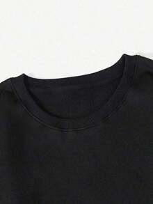 Michigan Letter Graphic Sweatshirt,Mens Winter Clothes,Crew Neck Long Sleeve T-Shirt ,Funny T Shirts,Streetwear,Graphic T Shirts,Y2K Clothes - 黑色 - 查看 3