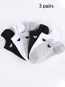 随机3/6/10双装女士薄款隐形低帮袜，心形船袜，百搭夏季透气短袜 - 彩色 - 查看 4