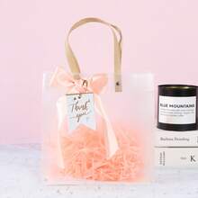 1/5/10pcs Premium Gift Bags With Thank You Hang Tag And Ribbon, Matte Finish Thick Paper Shopping Bags Back To School Valentine Day - Pink - View 14