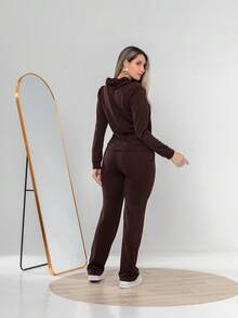 Casual Tracksuit Set Consisting Of A Top And Pants C3111 - 鏽棕色 - 查看 2