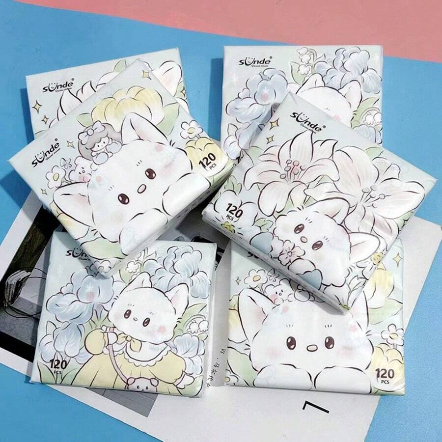 Printed Tissue Paper, Portable Student Facial Tissue Paper, Colorful Napkins That Can Be Used Wet - Multicolor - View 1