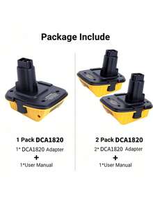 1 paquete/2 paquetes Adaptador DCA1820 compatible con adaptador de 18V a 20V, compatible con batería de 20V máx. para reemplazar batería de 18V XRP NiCad NiMh DC9096 - 1 PAQUETE - Ver 11