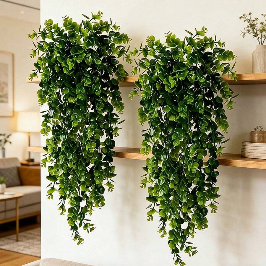 5/3/1pc Artificial Green Vine Plants - Plastic Hanging Greenery, UV Resistant, Outdoor Artificial Plants, Durable Artificial Flowers, Patio, Wedding Decor, Suitable For Indoor And Outdoor, Living Room, Kitchen, Bedroom Wall Home Decor, Yard Beautification, Garden Decoration